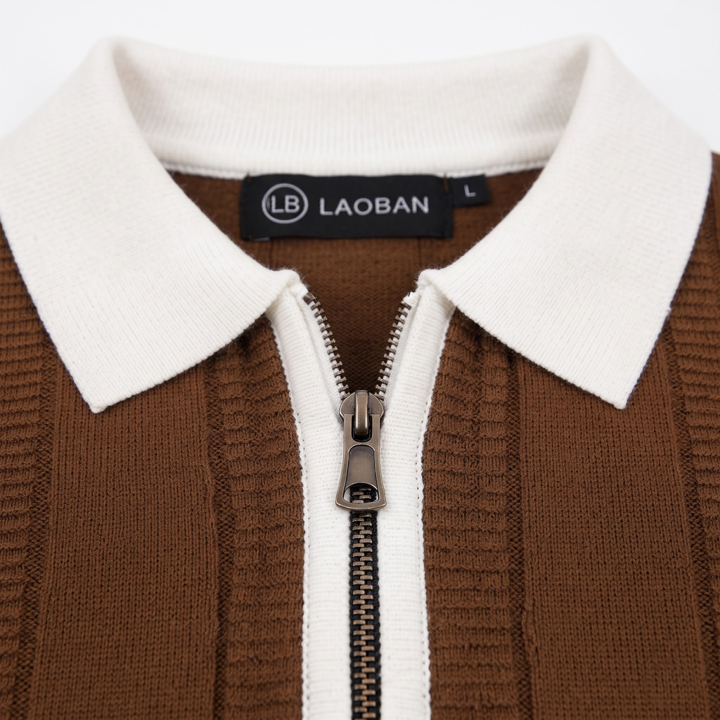 Brown Zip Polo