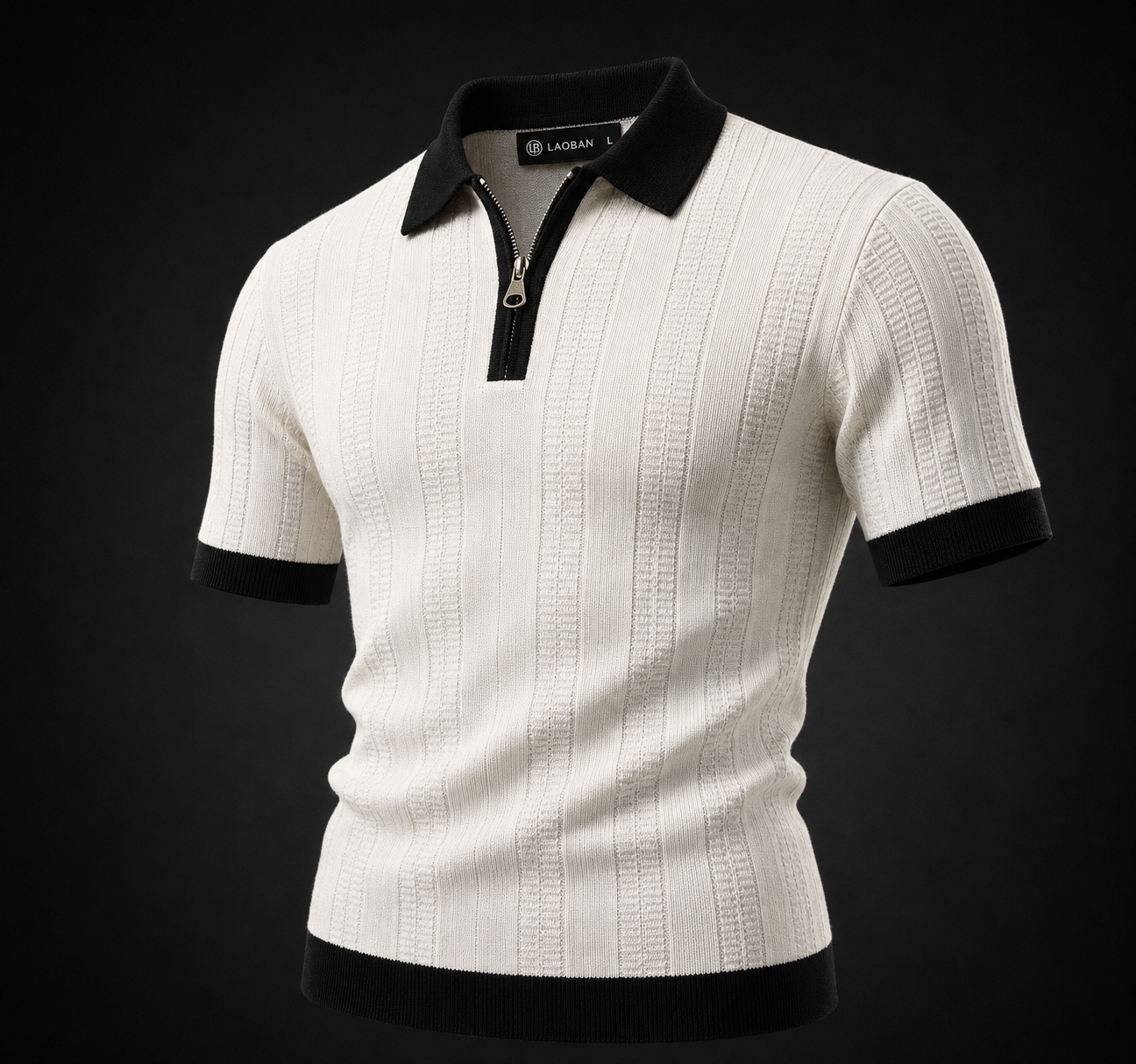 White Zip Polo