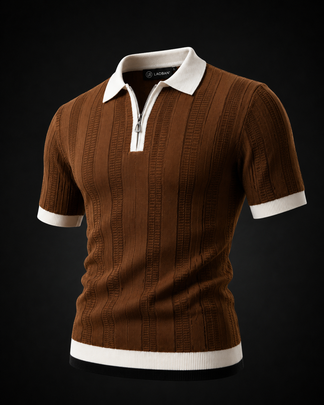 Brown Zip Polo