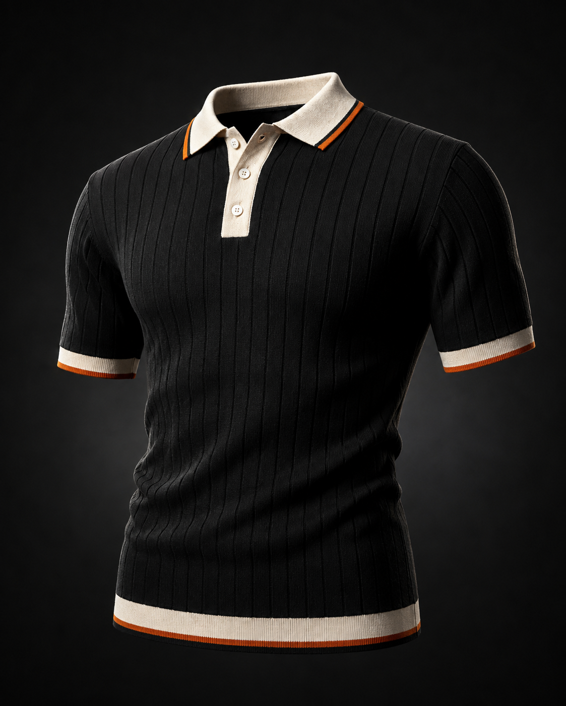 Black Half-Sleeve Polo