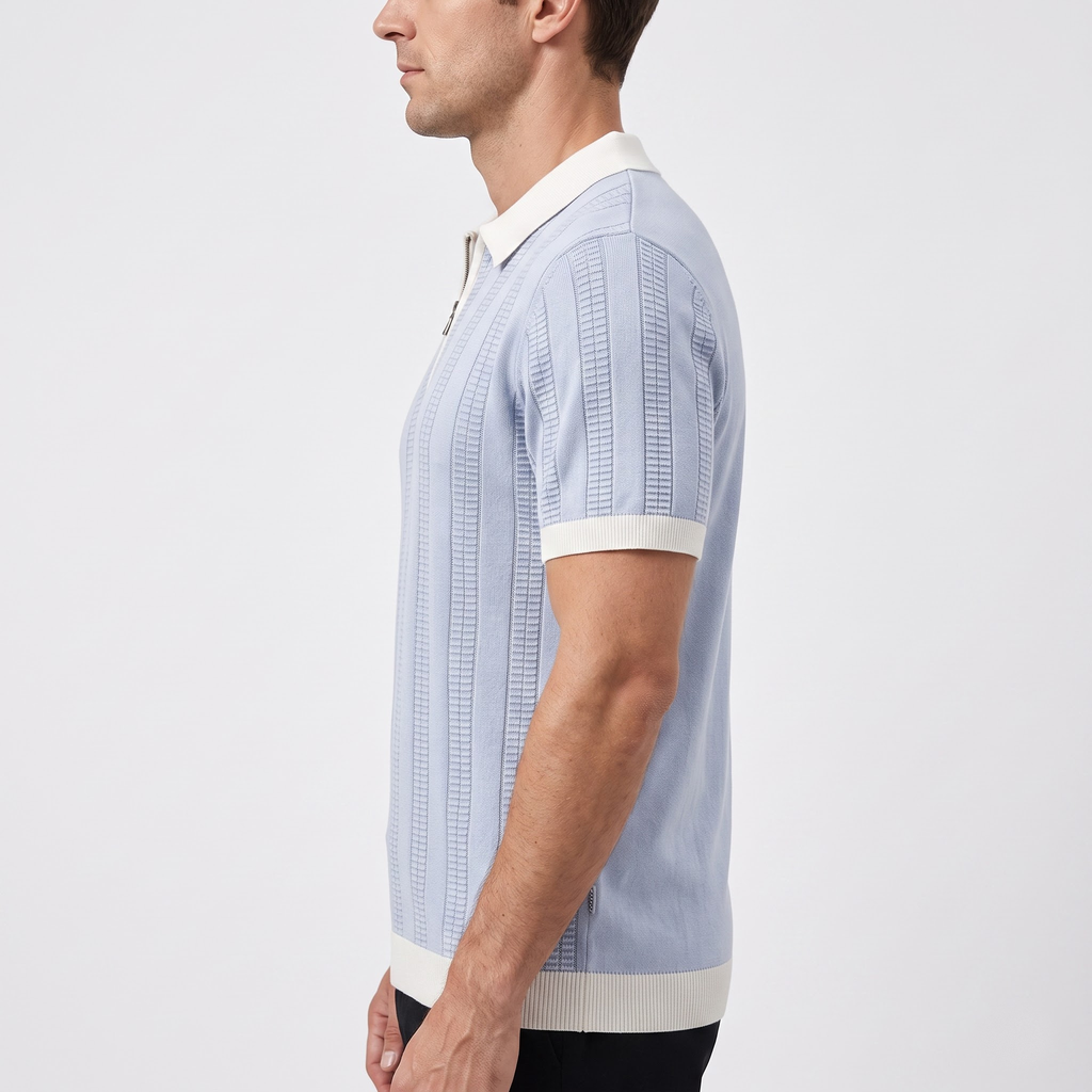 Blue Zip Polo