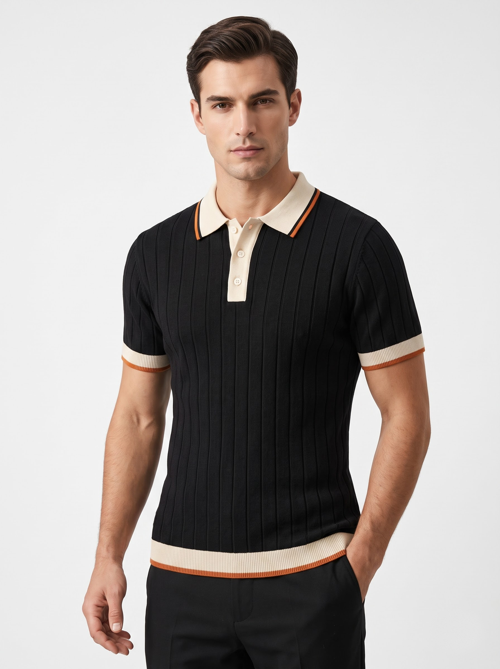 Black Half-Sleeve Polo