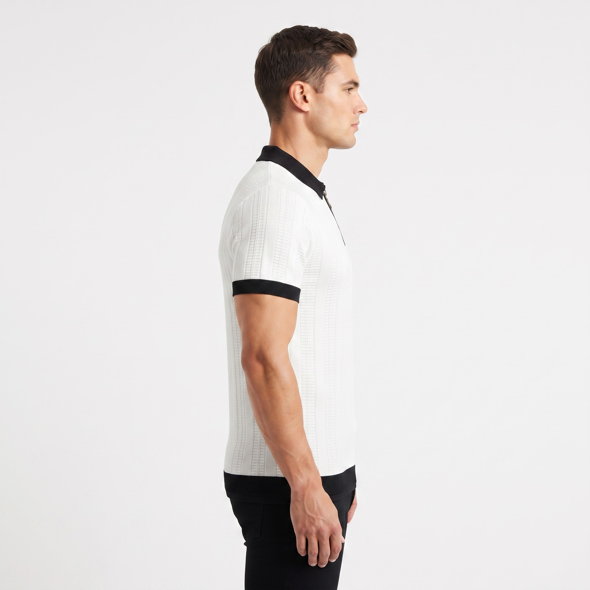 White Zip Polo