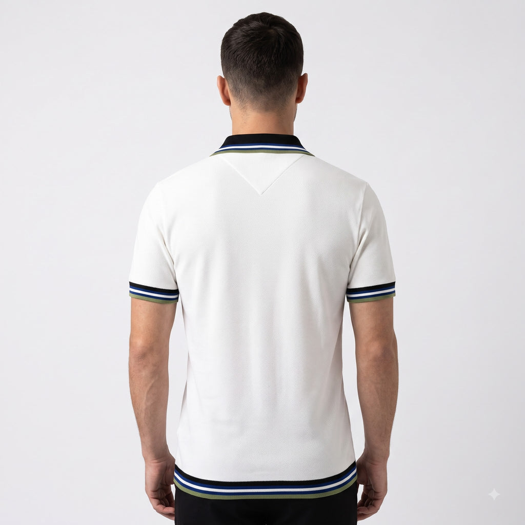 White Half-Sleeve Polo