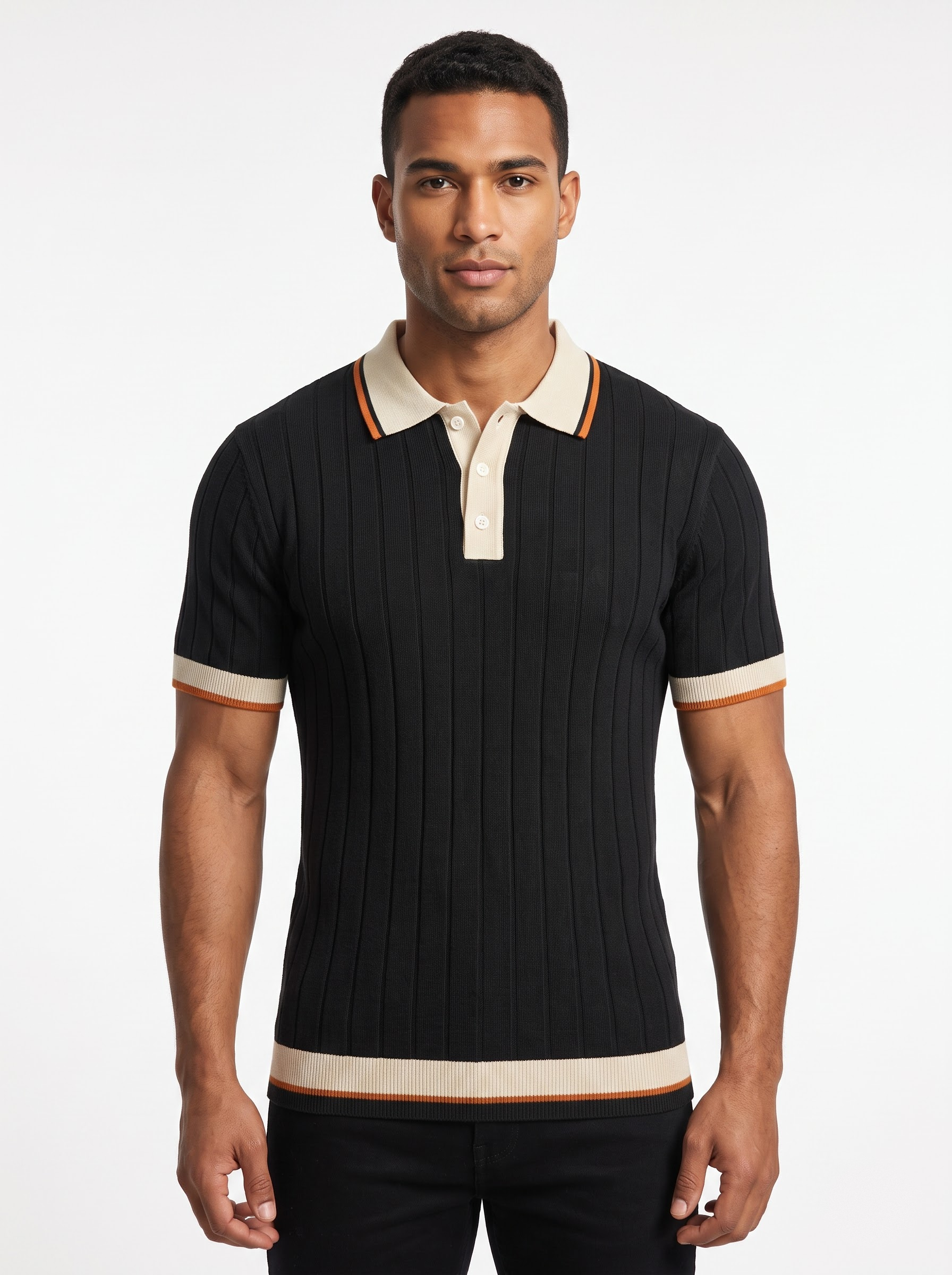 Black Half-Sleeve Polo