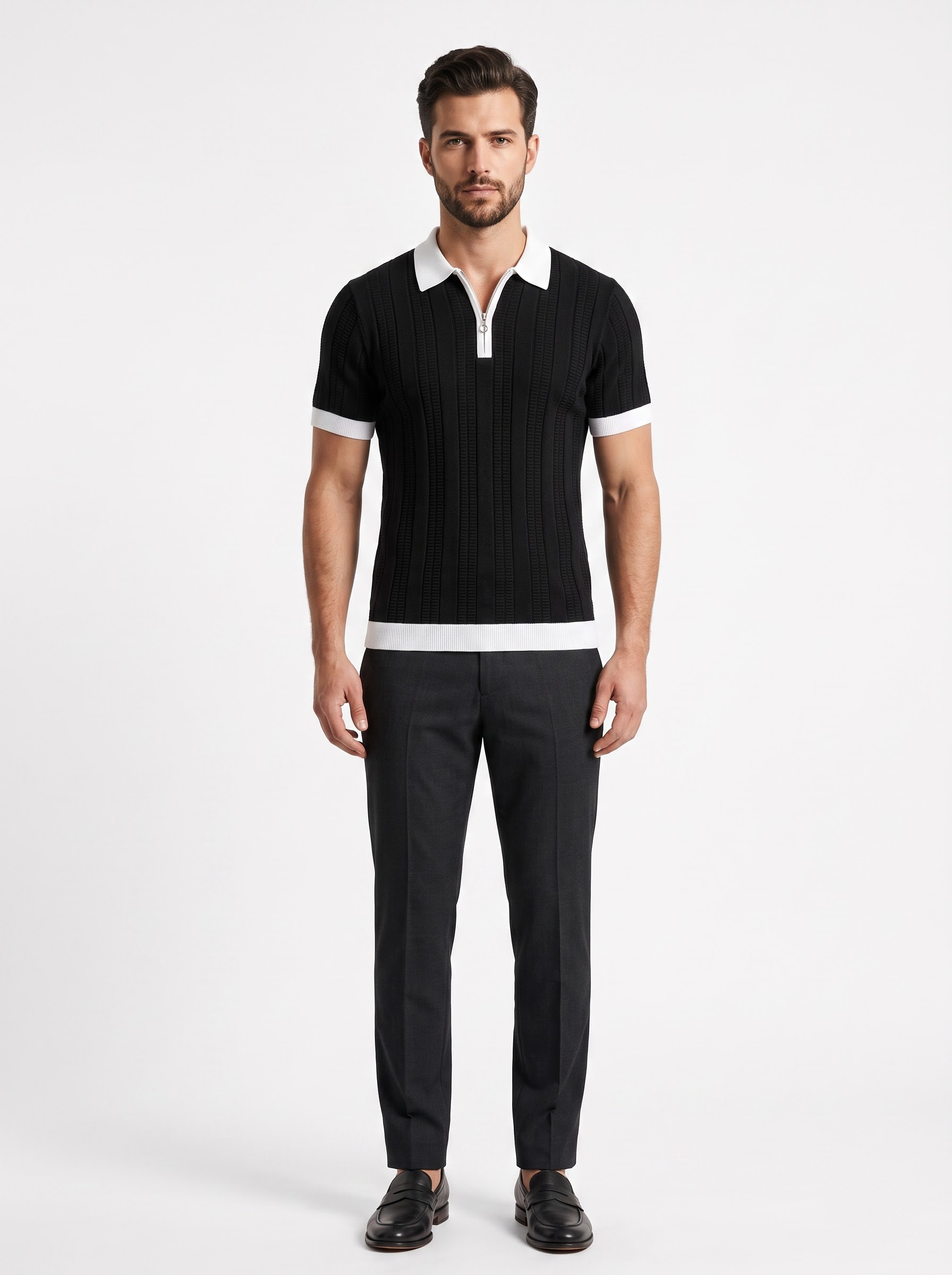 Black Zip Polo