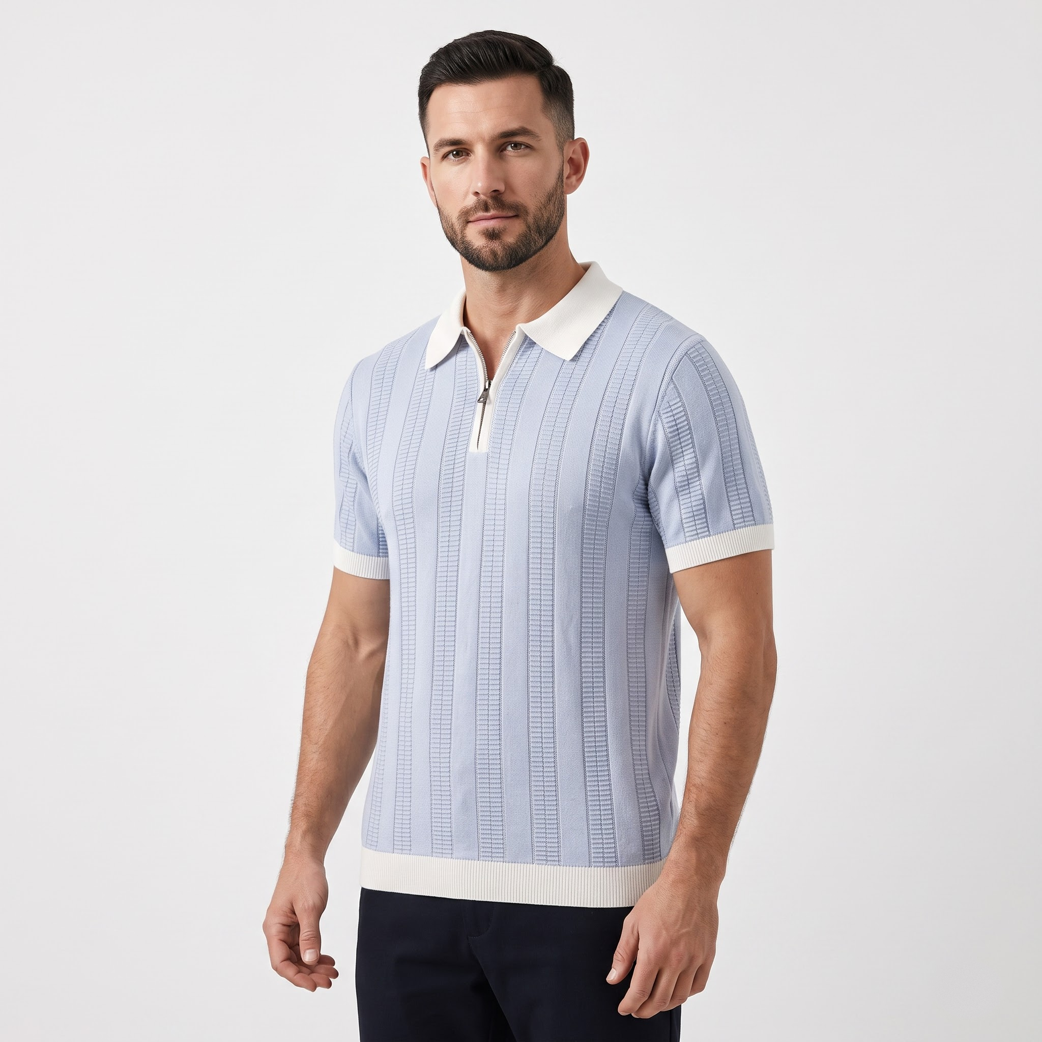 Blue Zip Polo