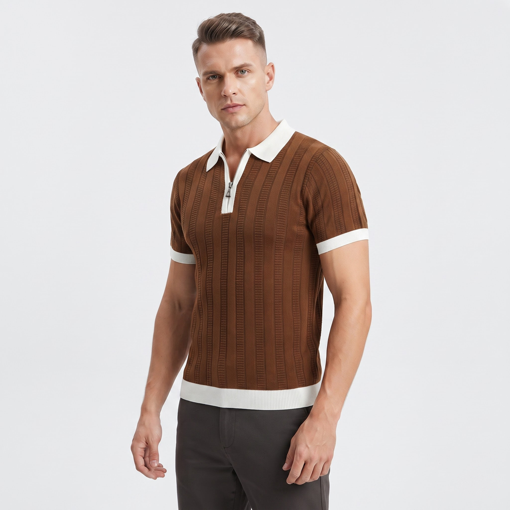 Brown Zip Polo