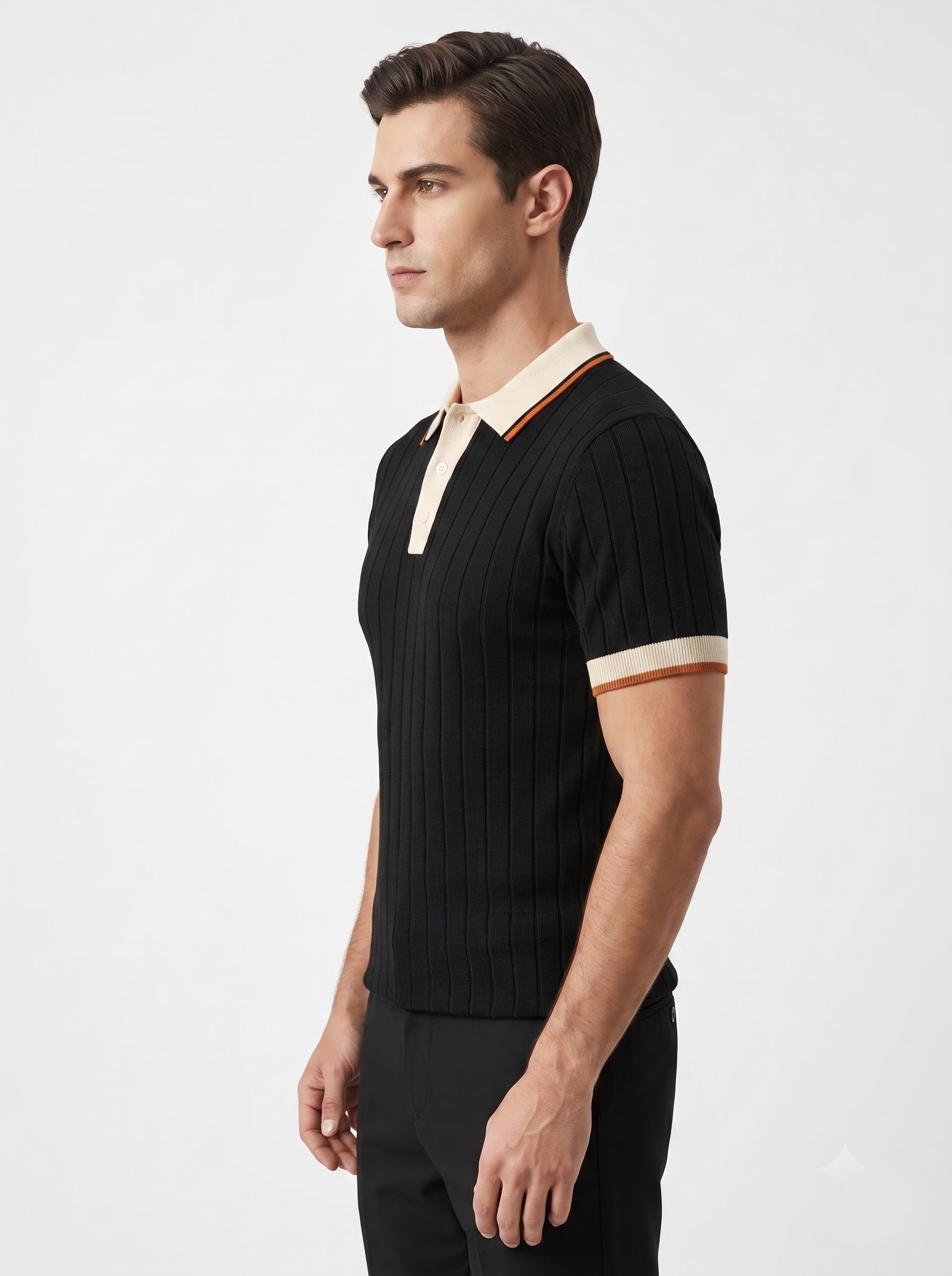 Black Half-Sleeve Polo