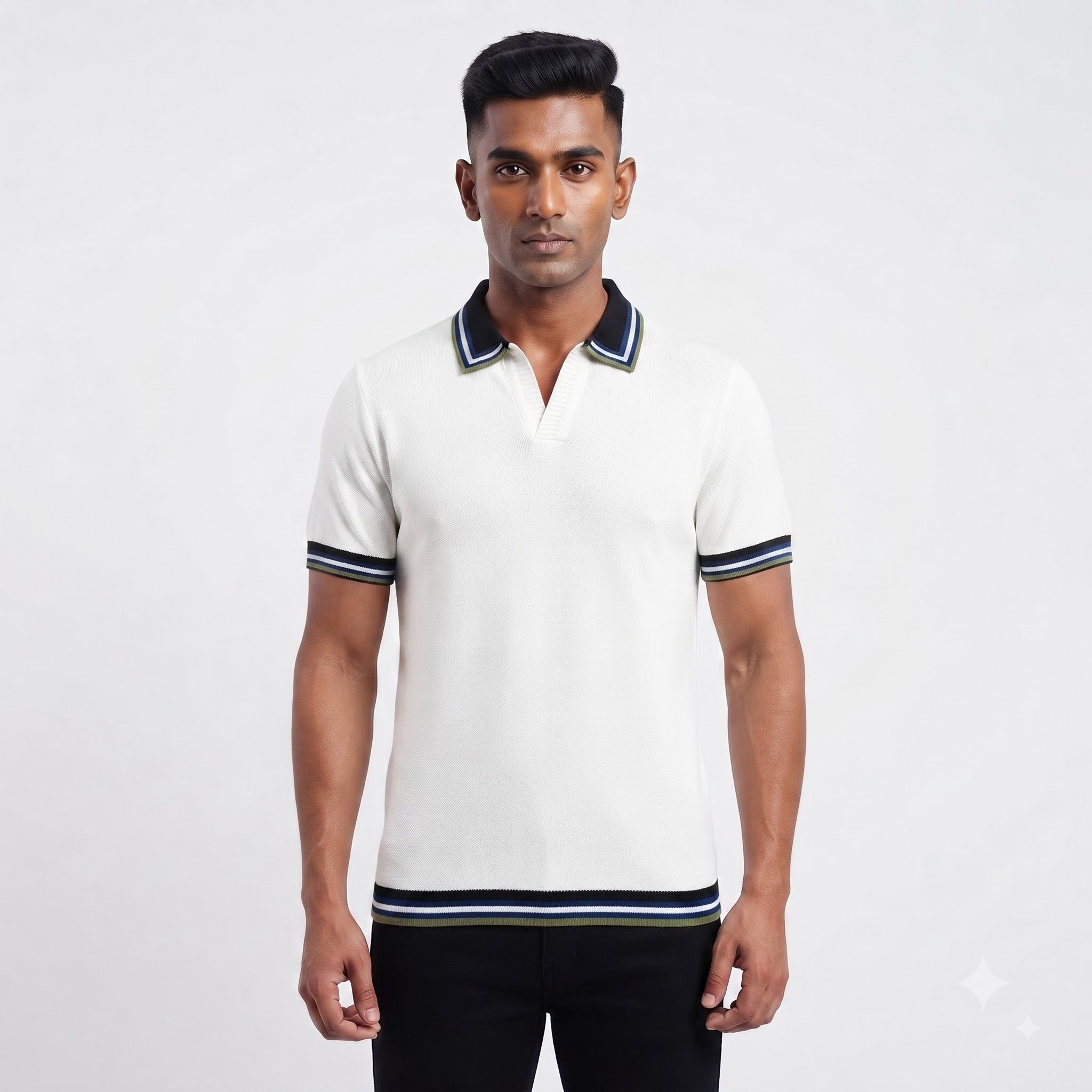 White Half-Sleeve Polo