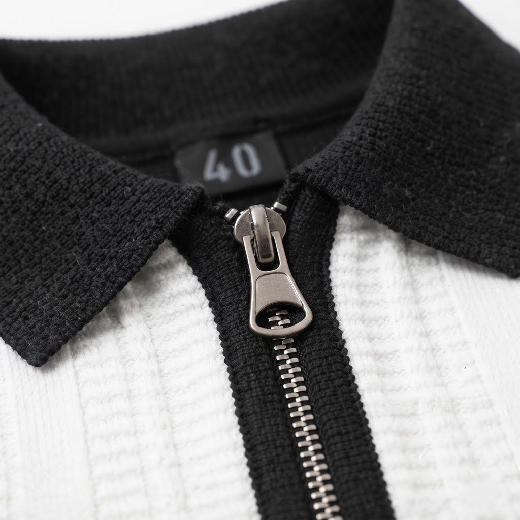 White Zip Polo